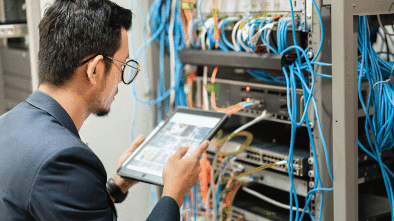 Hybrid IT team collaborating virtually with remote tech specialists via NexRevo Global recruitment